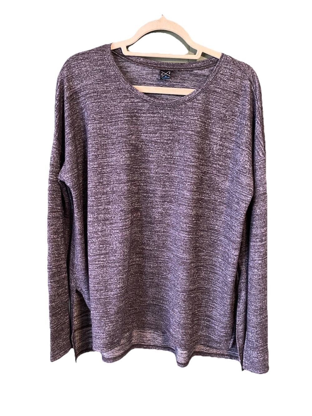 GXF Shirt Womens Size Medium Gray Tunic Pullover Casual Loose Long Sleeve Tee
